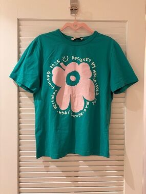 Marimekko teal Graphic Flower Tee